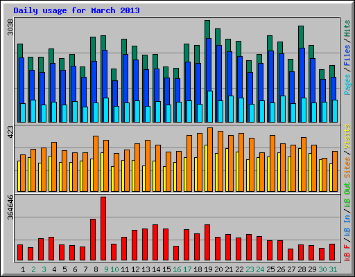 Daily usage for March 2013