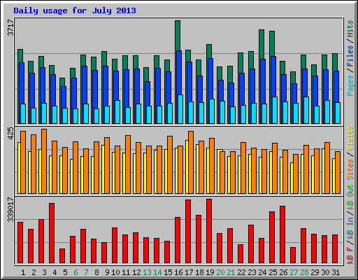 Daily usage for July 2013