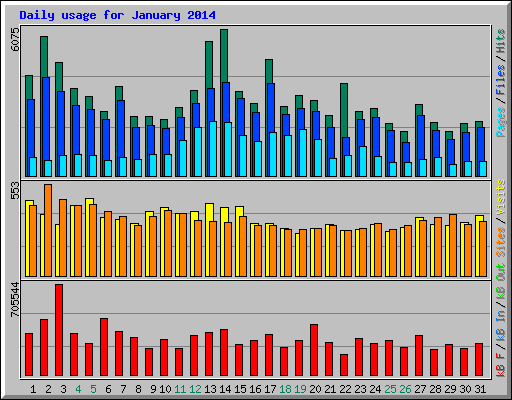 Daily usage for January 2014