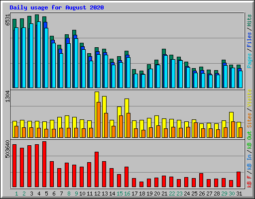 Daily usage for August 2020