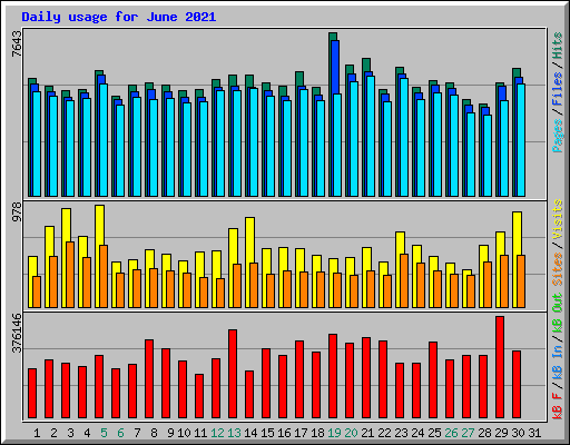 Daily usage for June 2021