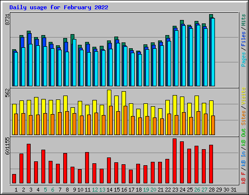 Daily usage for February 2022