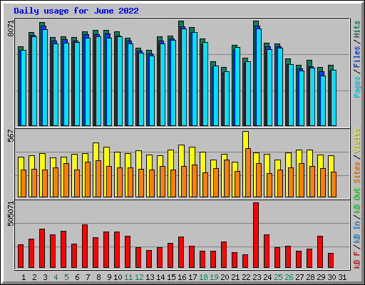 Daily usage for June 2022