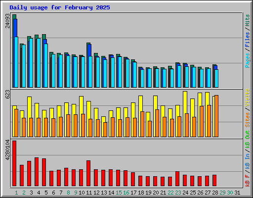 Daily usage for February 2025