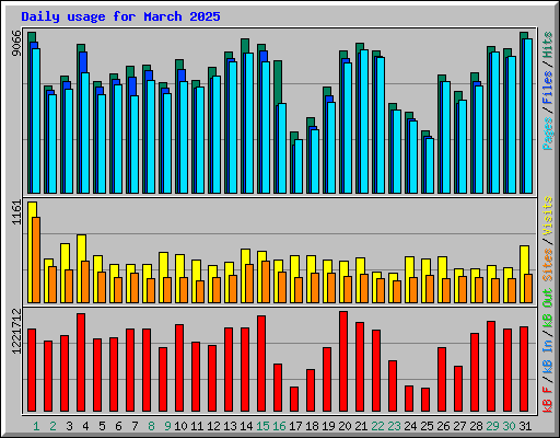 Daily usage for March 2025