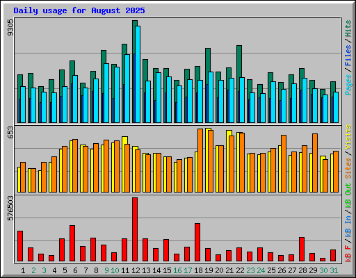 Daily usage for August 2025