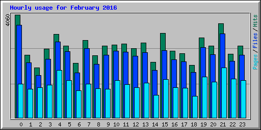 Hourly usage for February 2016