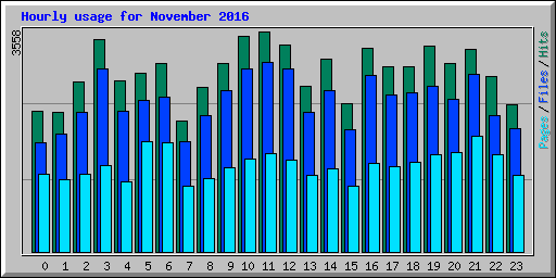 Hourly usage for November 2016