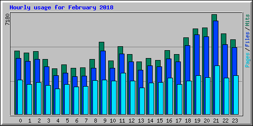 Hourly usage for February 2018